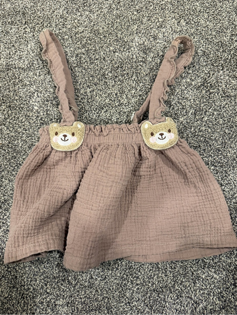 Limited Too Mauve Bear Appliqué Suspender Skirt